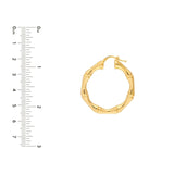 14K Gold Round Bamboo Hoop Earrings