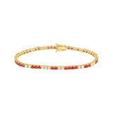 14K Gold 1.00 Carat Diamond and Ruby Tennis Bracelet