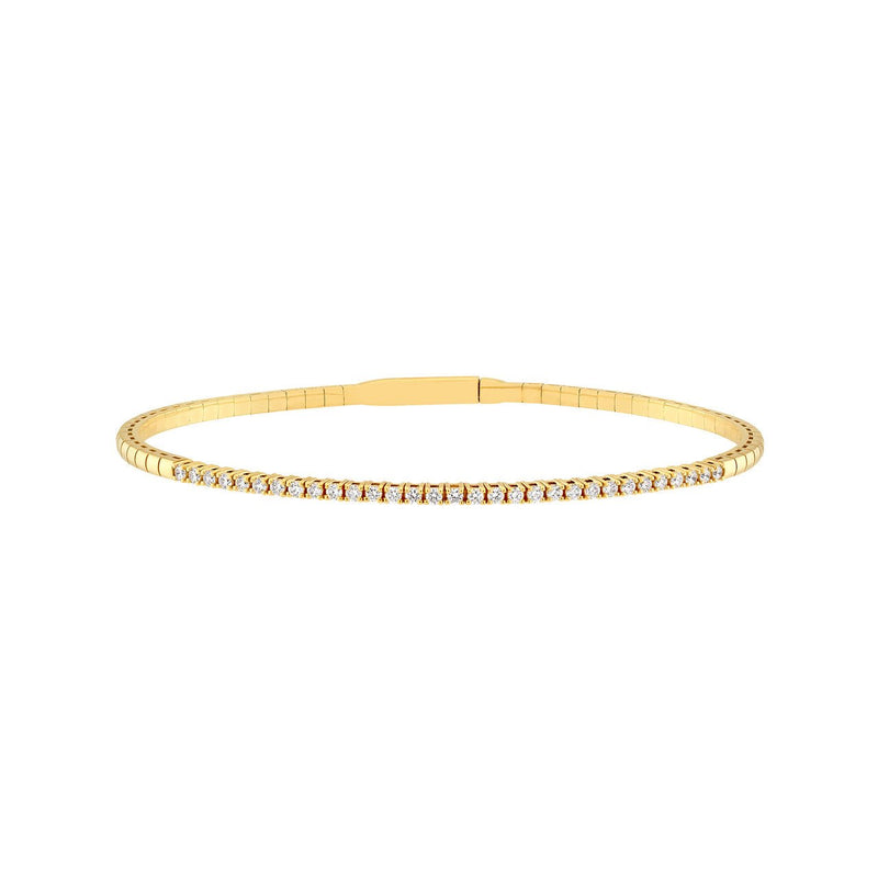 14K Gold 0.60 Carat Diamond Flexible Square Bangle