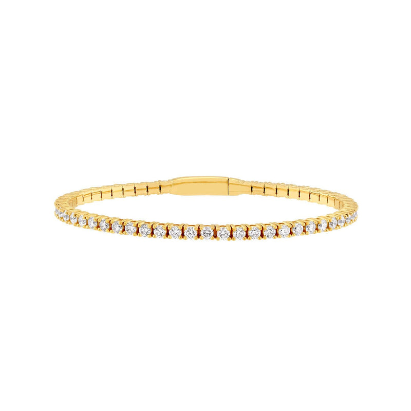 14K Gold 3.80 Carat Diamond Flexible Square Bangle