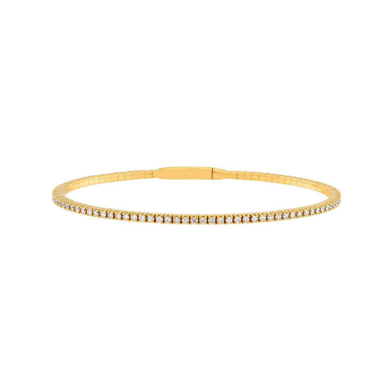 14K Gold 0.90 Carat Diamond Flexible Square Bangle