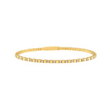 14K Gold 0.90 Carat Alternating Diamond and Ribbed Flexible Square Bangle