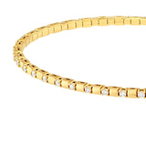 14K Gold 0.90 Carat Alternating Diamond and Ribbed Flexible Square Bangle