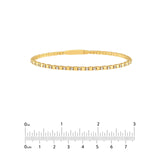 14K Gold 0.90 Carat Alternating Diamond and Ribbed Flexible Square Bangle