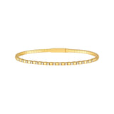 14K Gold 0.40 Carat Alternating Diamond and Ribbed Flexible Square Bangle