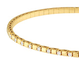 14K Gold 0.40 Carat Alternating Diamond and Ribbed Flexible Square Bangle