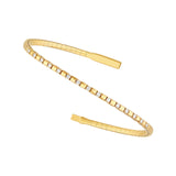 14K Gold 0.40 Carat Alternating Diamond and Ribbed Flexible Square Bangle
