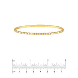14K Gold 0.40 Carat Alternating Diamond and Ribbed Flexible Square Bangle
