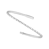 14K Gold 0.40 Carat Alternating Diamond and Ribbed Flexible Square Bangle