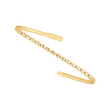 14K Gold 0.40 Carat Alternating Diamond and Ribbed Flexible Bangle