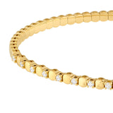 14K Gold 0.40 Carat Alternating Diamond and Ribbed Flexible Bangle