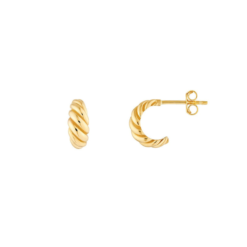14K Gold Open Swirl Hoop Earrings