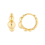14K Gold Beaded Hoop Earrings