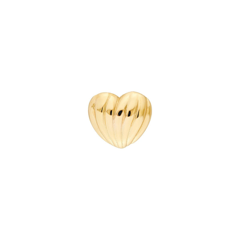 14K Gold Curved Fluted Heart Stud Earrings