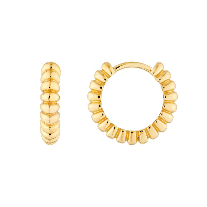14K Gold Round Rope Hoop Earrings