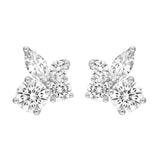 14K Gold Diamond Floral Cluster Stud Earrings