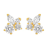 14K Gold Diamond Floral Cluster Stud Earrings