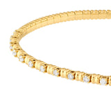 14K Gold Alternating Diamond and Ribbed Flexible Bangle
