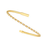 14K Gold Alternating Diamond and Ribbed Flexible Bangle