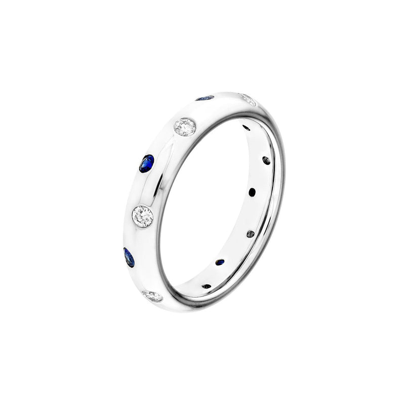 14K Gold Staggered Sapphire and Diamond Ring