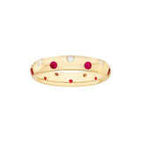 14K Gold Staggered Ruby and Diamond Ring