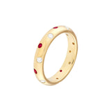 14K Gold Staggered Ruby and Diamond Ring