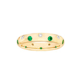 14K Gold Staggered Emerald and Diamond Ring