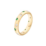 14K Gold Staggered Emerald and Diamond Ring