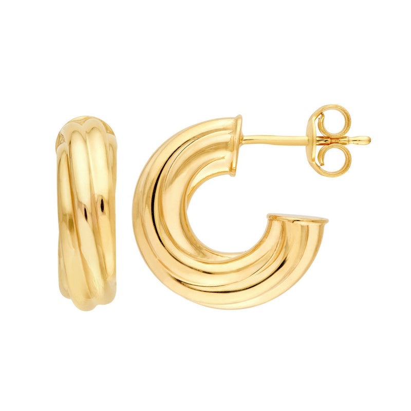 14K Gold Twisted 6MM Open Hoop Earrings