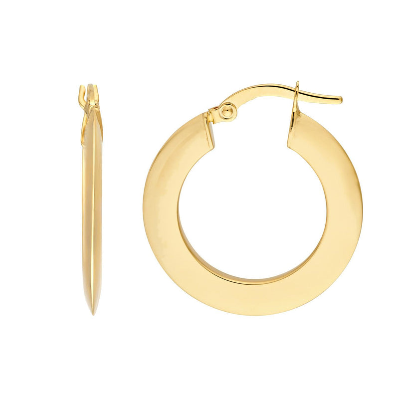 14K Gold Triangular Tube Hoop Earrings