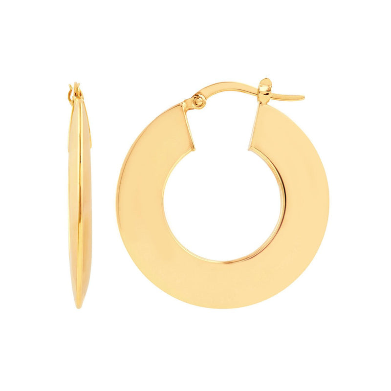 14K Gold Wide Triangular Hoop Earrings