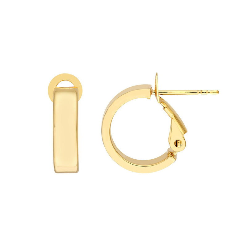 14K Gold 10MM Squared Hoop Earrings