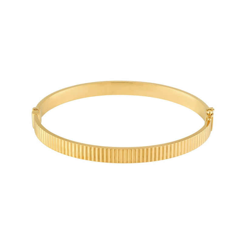 14K Gold Squared Ridged Bangle