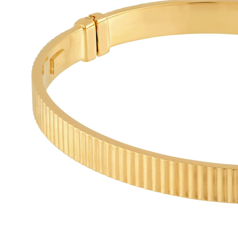 14K Gold Squared Ridged Bangle