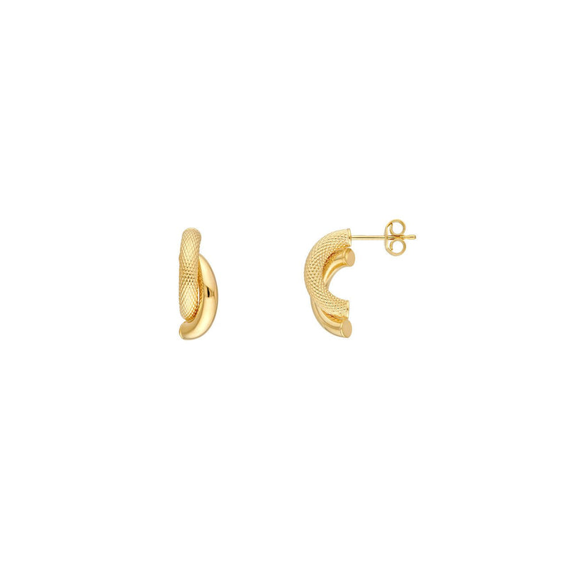 14K Gold Diamond Cut and Polished Tube Stud Earrings