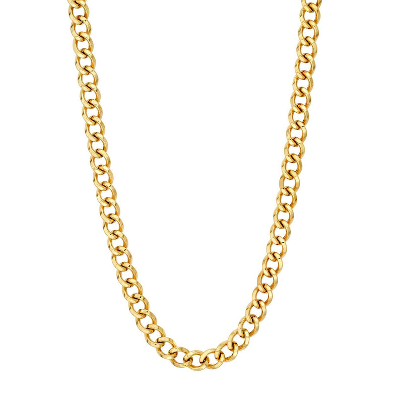 14K Gold Beveled Curb Link Chain Necklace