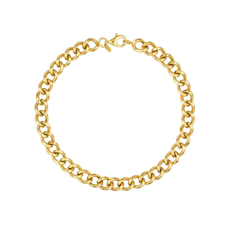 14K Gold Beveled Curb Link Chain Bracelet