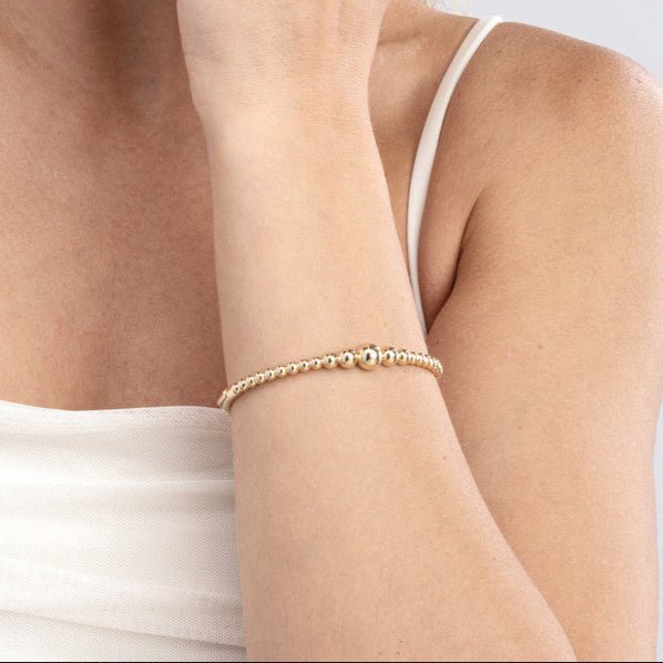 14K Gold Graduated Bead Bangle