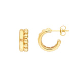 14K Gold Bead and Polished Hoop Earrings