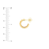 14K Gold Bead and Polished Hoop Earrings