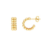 14K Gold Double Row Bead Hoop Earrings