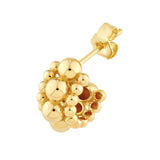 14K Gold Triple Bead Hoop Earrings