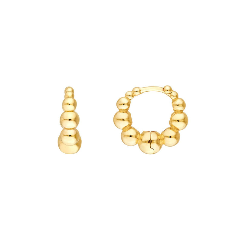 14K Gold Graduated Bead Hoop Earrings
