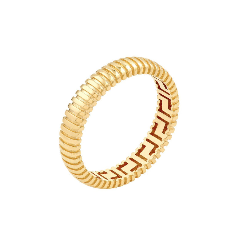 14K Gold Rounded Ribbed Band