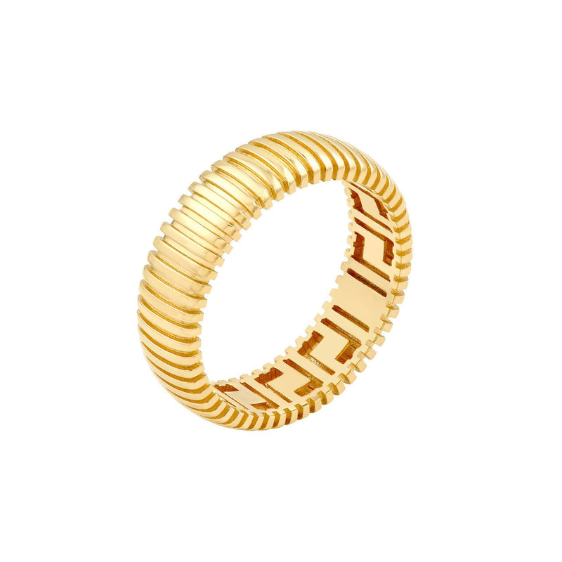 14K Gold Wide Ribbed Band