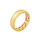 14K Gold Wide Ribbed Band