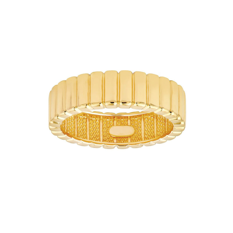 14K Gold Wide Ribbed Squared Band
