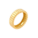 14K Gold Wide Ribbed Squared Band