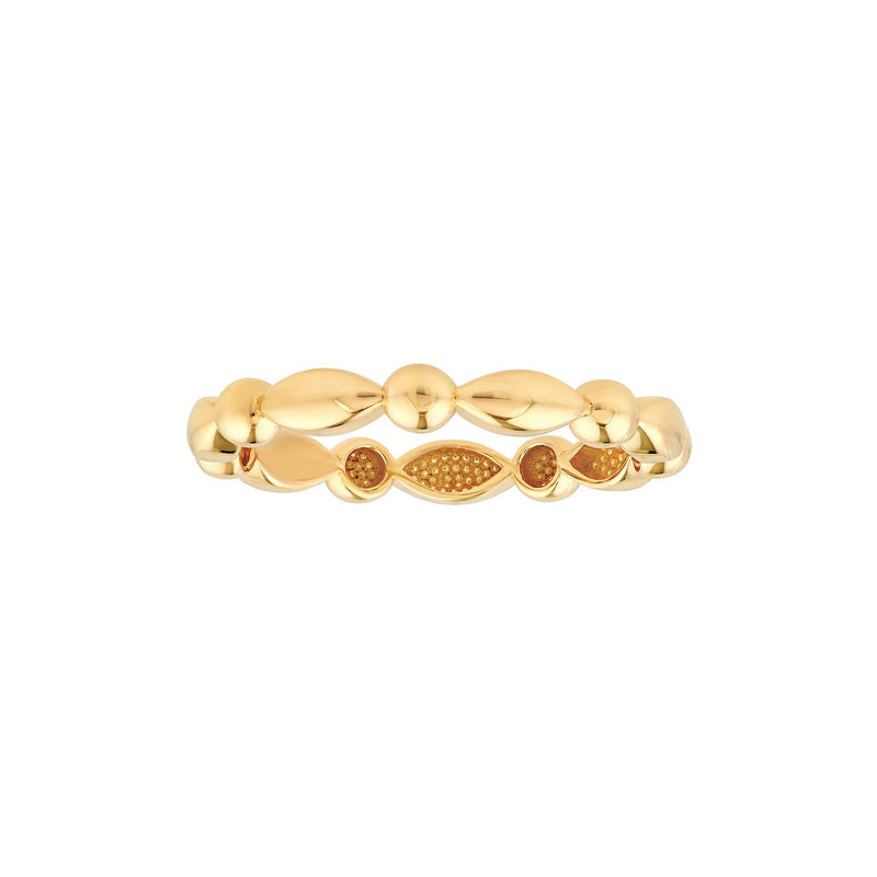 14K Gold Puffy Marquise and Round Shape Band