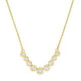 14K Gold 9 Stone Graduated Diamond Bezel Necklace